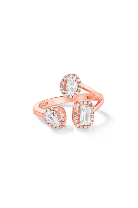 Rose Gold Plated Cubic Zircon Ring In Sterling silver