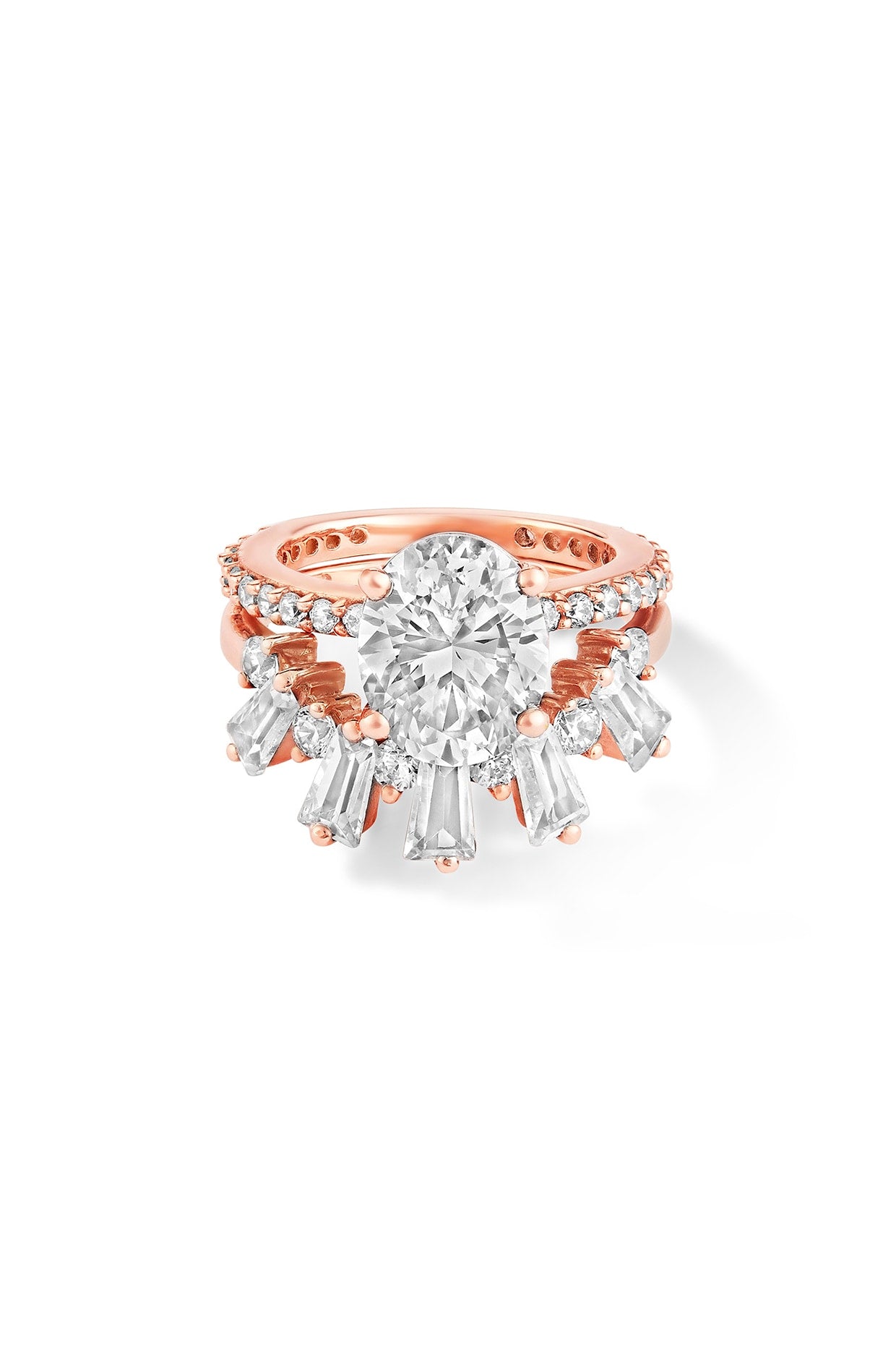 Rose Gold Plated Cubic Zircon Ring In Sterling silver