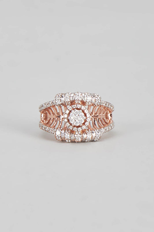 Rose Gold Plated Cubic Zircon Ring In Sterling Silver