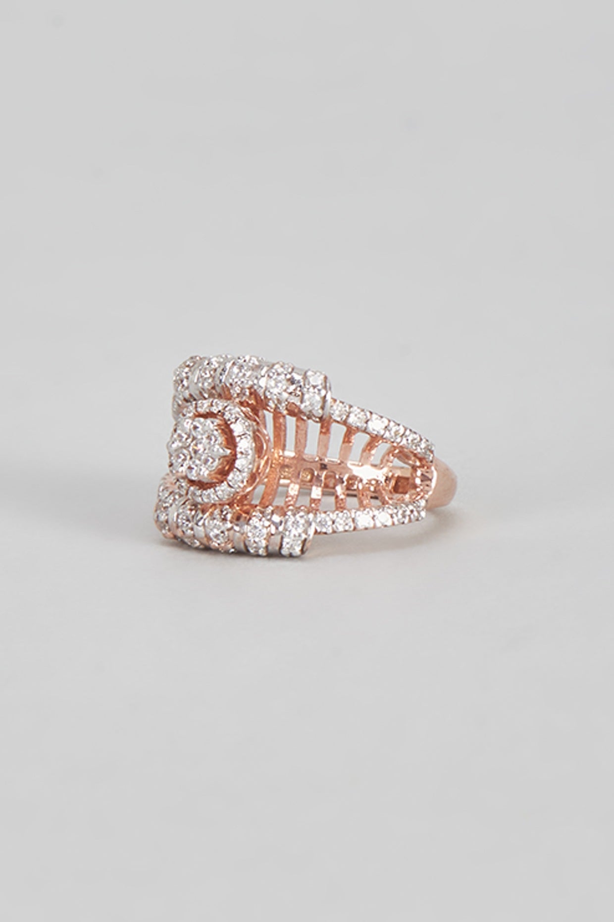 Rose Gold Plated Cubic Zircon Ring In Sterling Silver