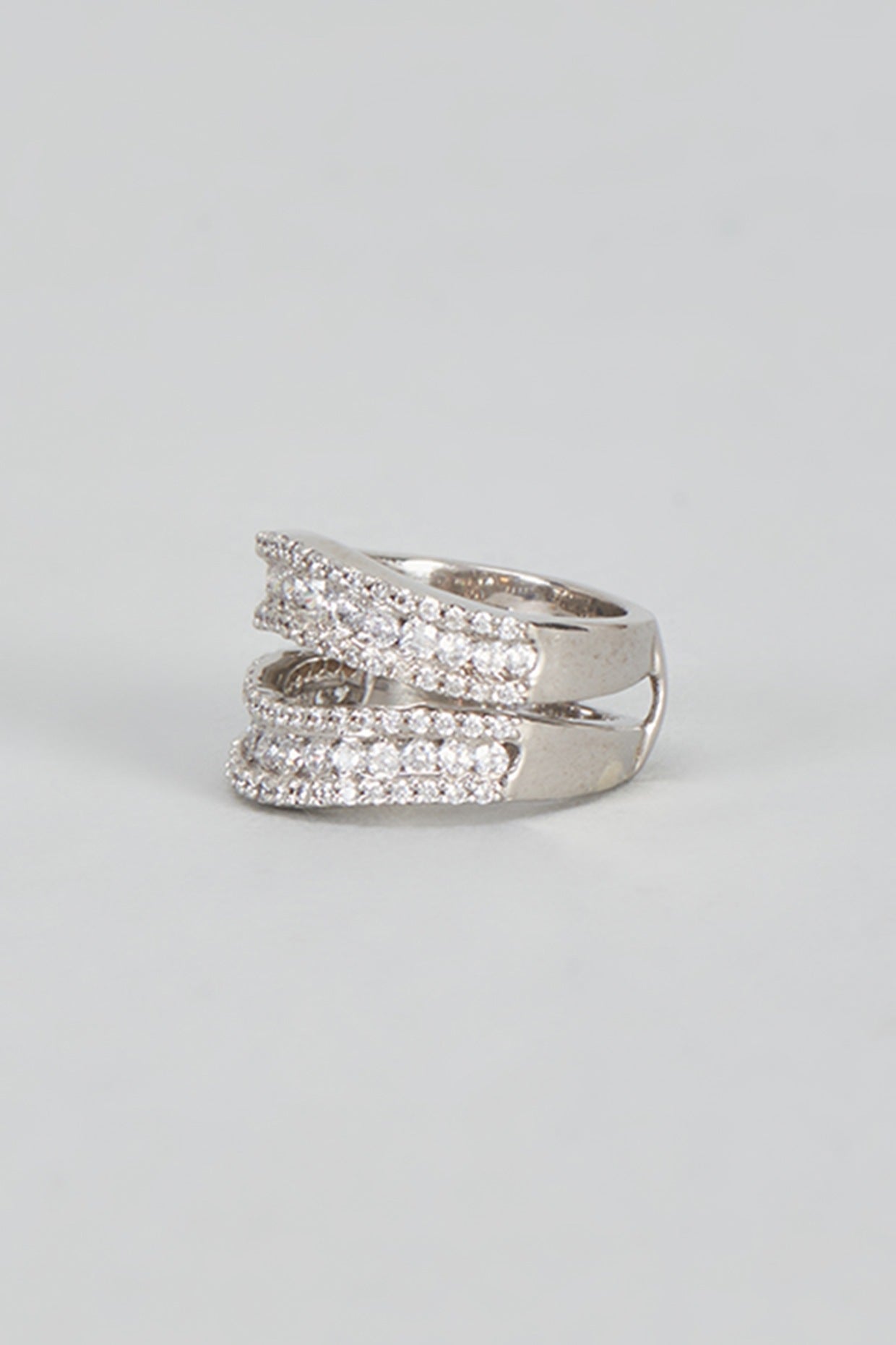 White Plated Cubic Zircon Ring In Sterling Silver