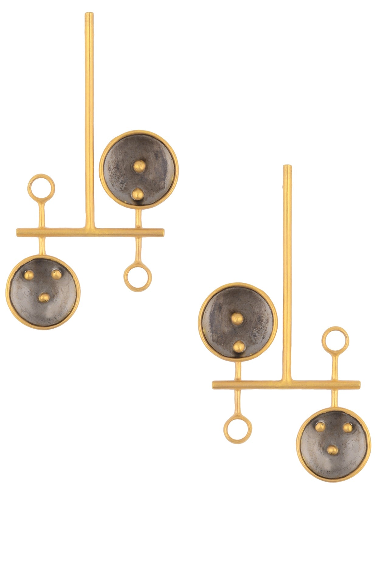 Gold and Gunmetal Plated Geometric Earrings
