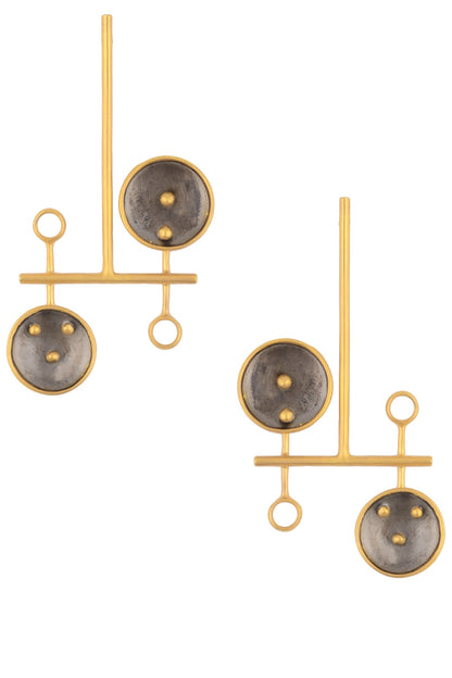Gold and Gunmetal Plated Geometric Earrings