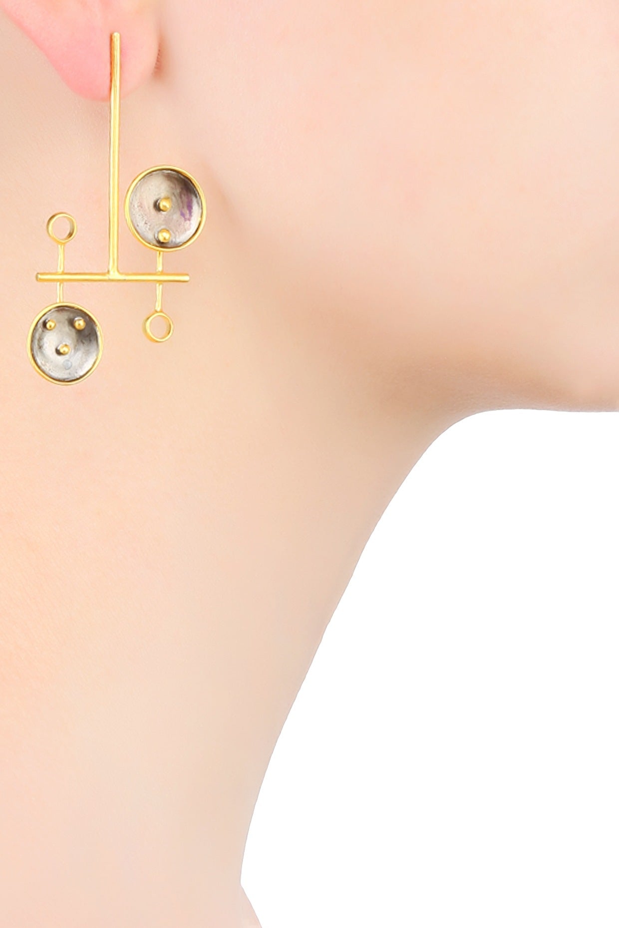 Gold and Gunmetal Plated Geometric Earrings
