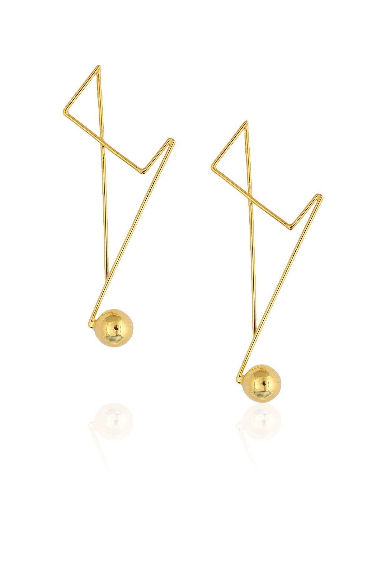 Gold plated abstract single drop earrings