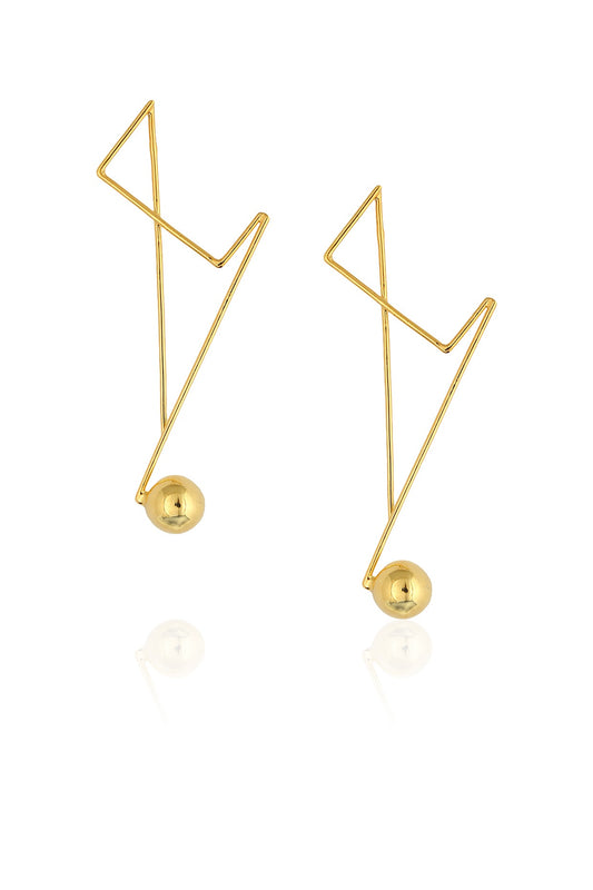 Gold plated abstract single drop earrings