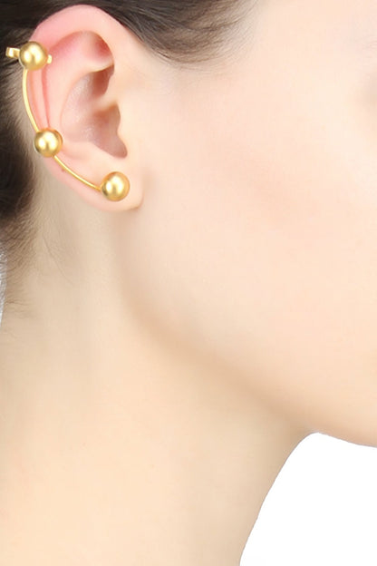 Gold plated ear cuff golden stud earrings