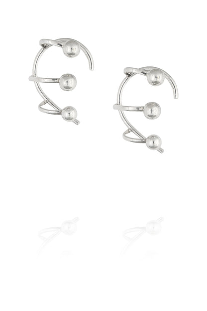 Silver Finish Silver Ear Cuff Stud Earrings
