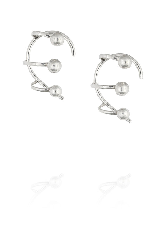 Silver Finish Silver Ear Cuff Stud Earrings