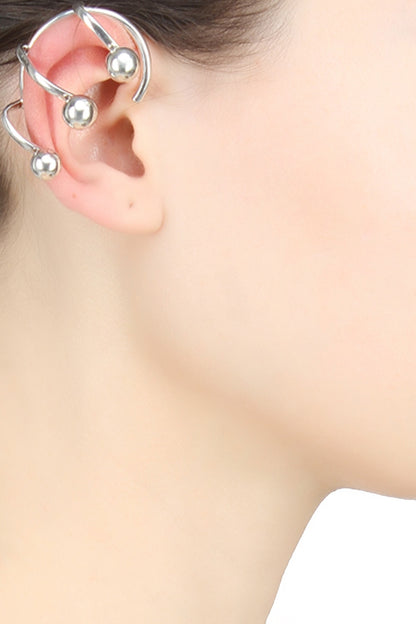Silver Finish Silver Ear Cuff Stud Earrings