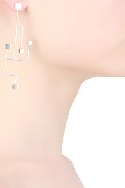 Silver Finish Abstract Branch Earrings