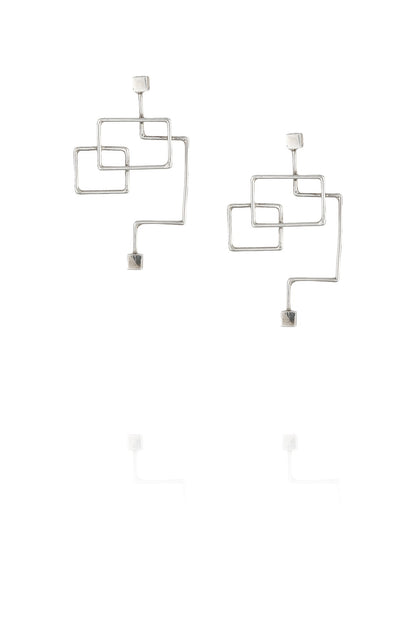 Gold plated geometric earrings with square top