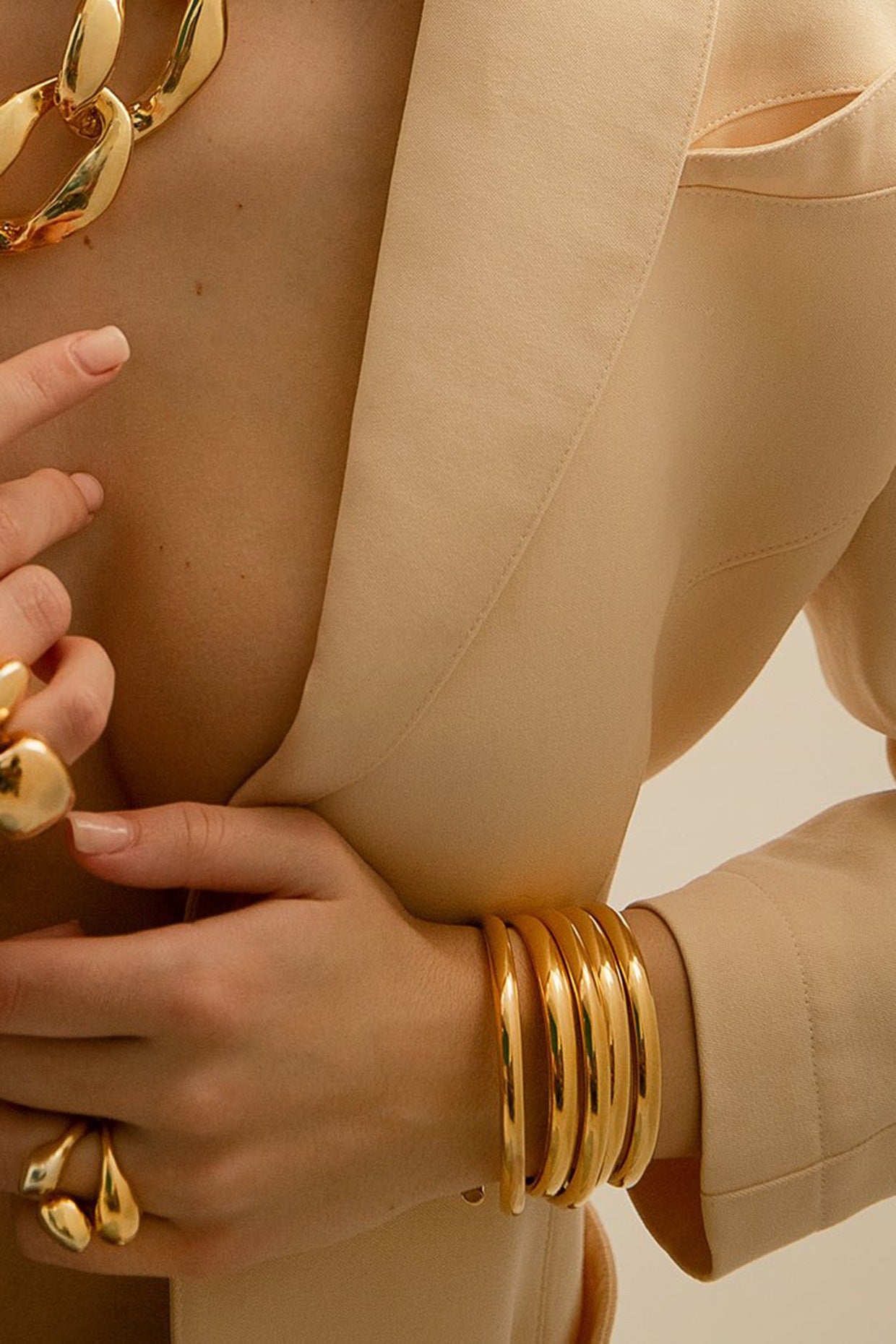 Gold Plated Handcrafted Flexible Pala Bangles (Set Of 3)