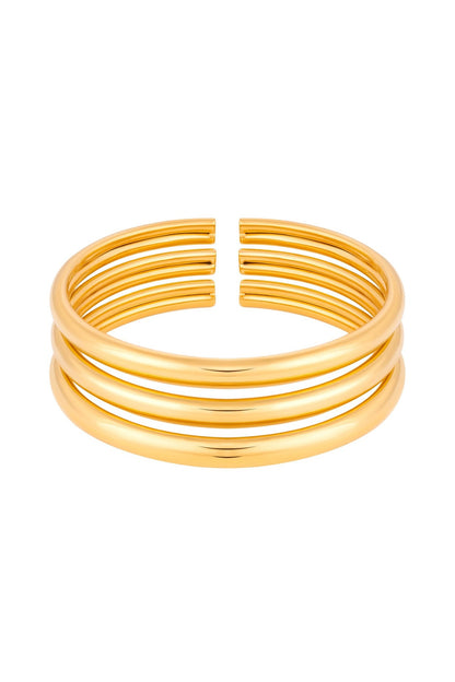 Gold Plated Handcrafted Flexible Pala Bangles (Set Of 3)