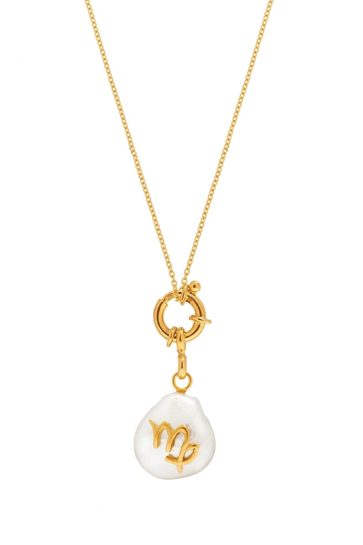 Gold Plated Keshi Pearl Convertible Virgo Pendant Necklace