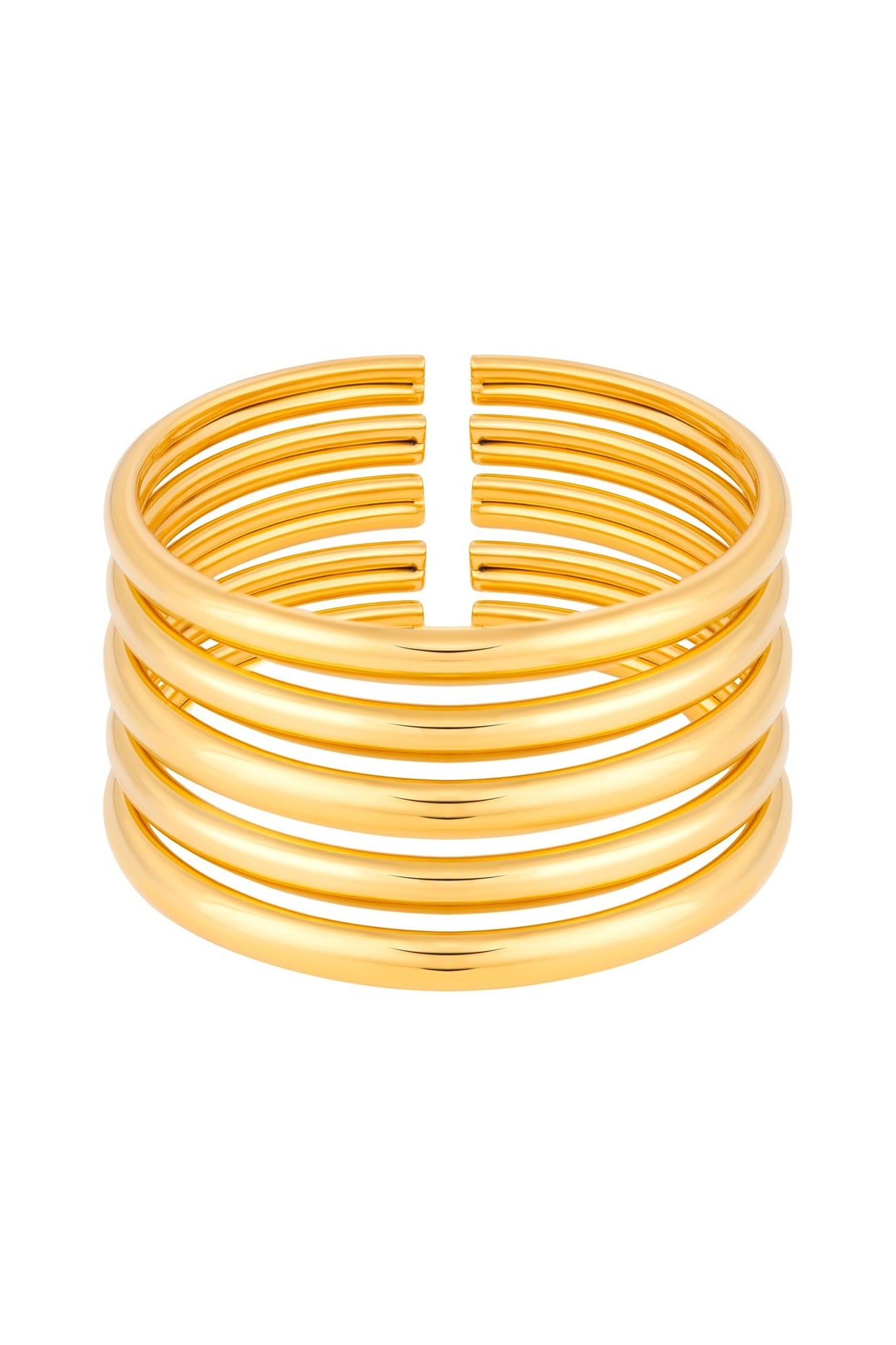 Gold Plated Handcrafted Flexible Pala Bangles (Set Of 5)