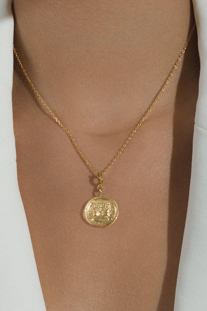 Gold Finish Baby Gemini Charm Pendant Necklace