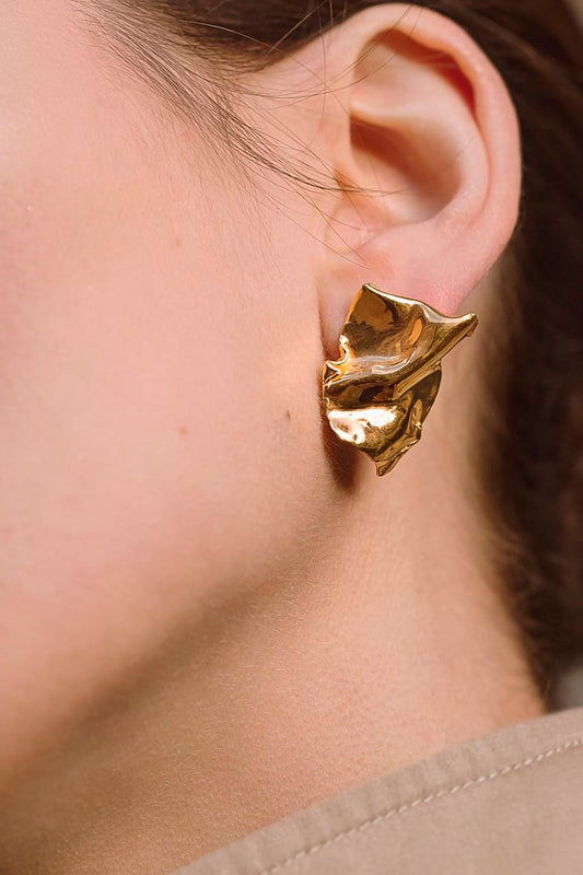 Gold Plated Handcrafted Floral Stud Earrings