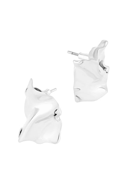 Silver Finish Handcrafted Floral Stud Earrings