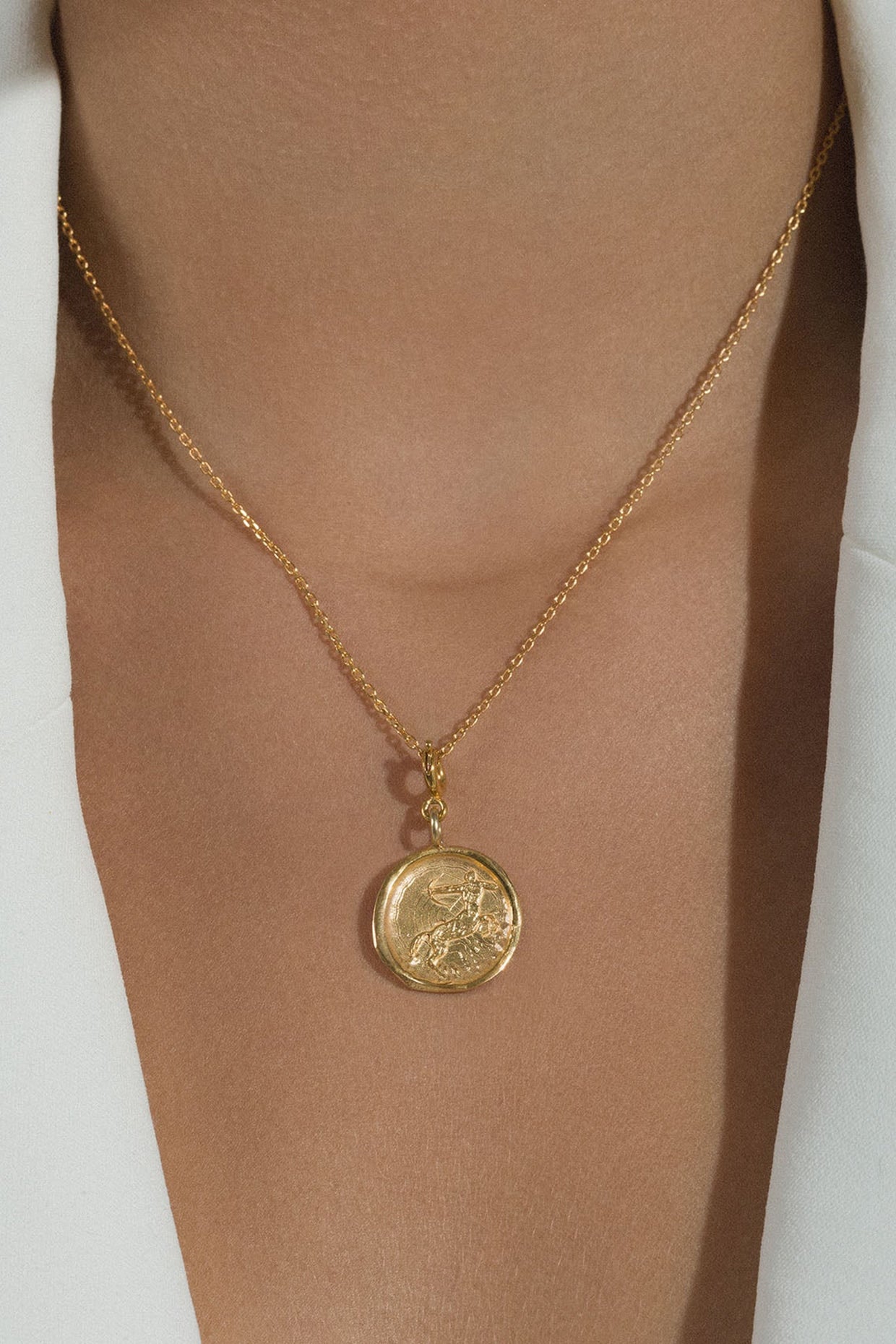 Gold Finish Baby Sagittarius Charm Pendant Necklace
