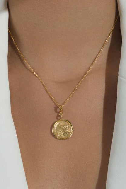 Gold Finish Baby Sagittarius Charm Pendant Necklace