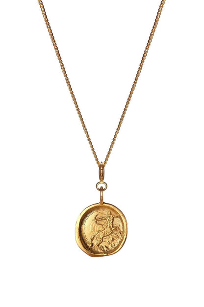 Gold Finish Baby Sagittarius Charm Pendant Necklace