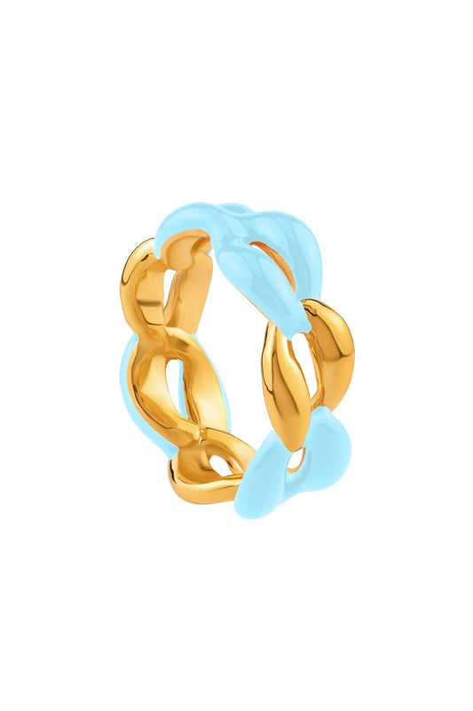 Gold Plated Enameled Link Ring