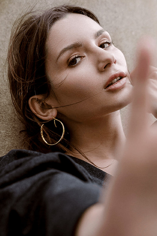 Gold Finish Mini Interrupted Hoop Earrings