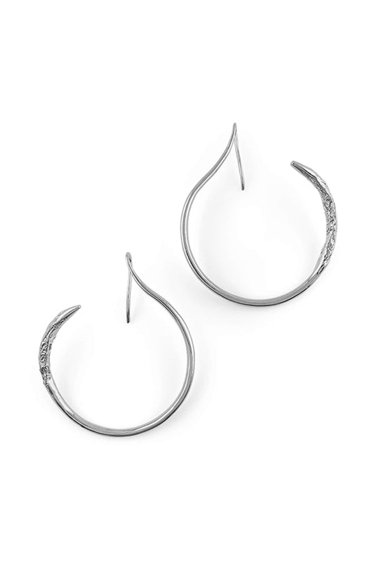 Silver Rhodium Finish Mini Interrupted Hoop Earrings