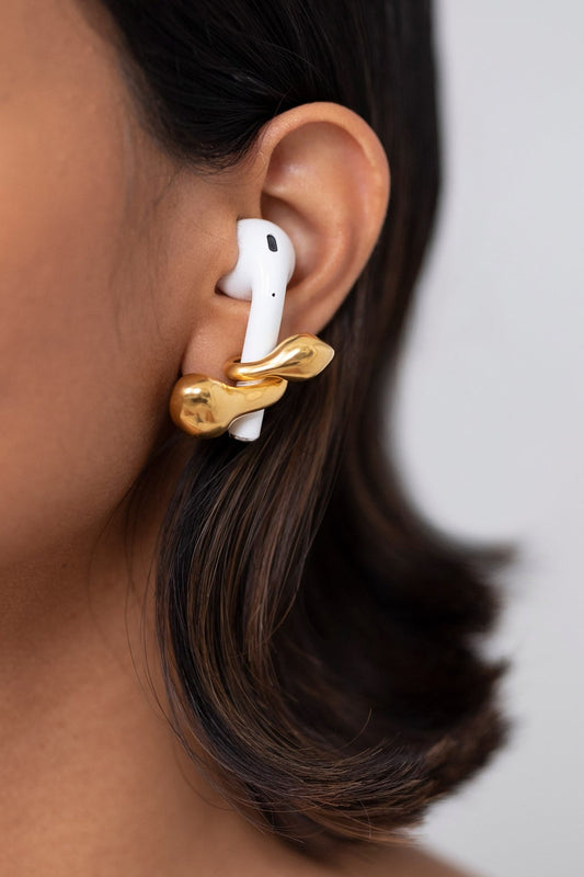 Gold Plated Pebble Pod Stud Earrings