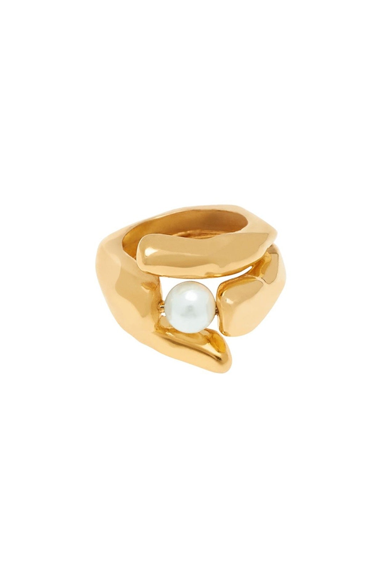 Gold Finish Pandaia Stack Rings (Set Of 2)