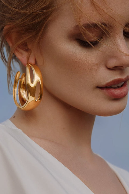 Gold Plated Tidal Hoop Earrings