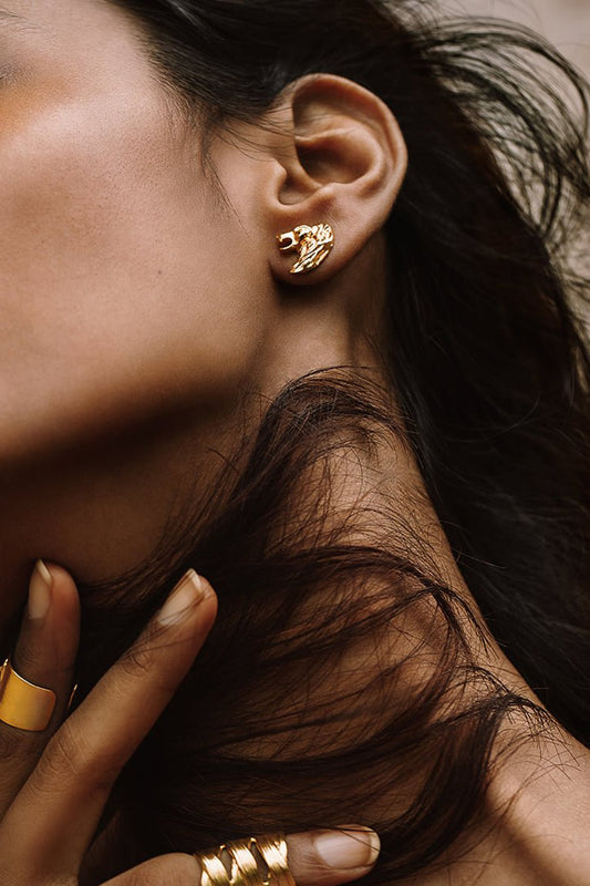 Gold Plated Leo Stud Earrings