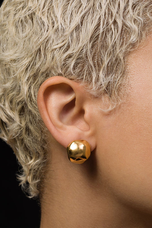 Gold Plated Medium Gemela Stud Earrings