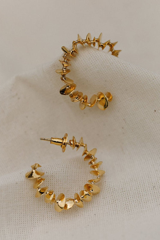 Gold Plated Mini Frozen In Time Hoop Earrings