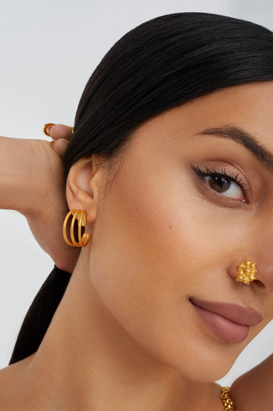 Matt Gold Plated Mini Hoop Earrings