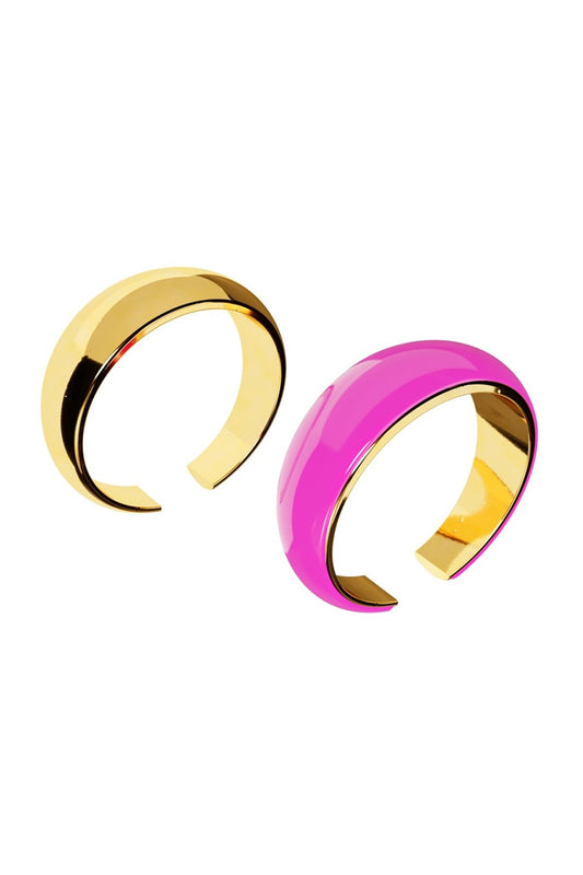 Gold Plated Pink & Gold Enameled Snug Earcuffs