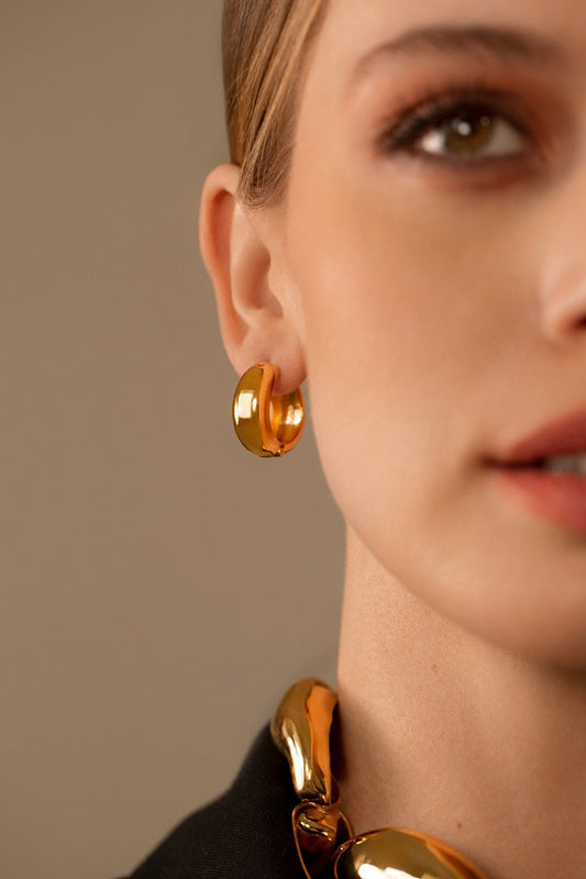 Gold Plated Handcrafted Mini Huggie Hoop Earrings