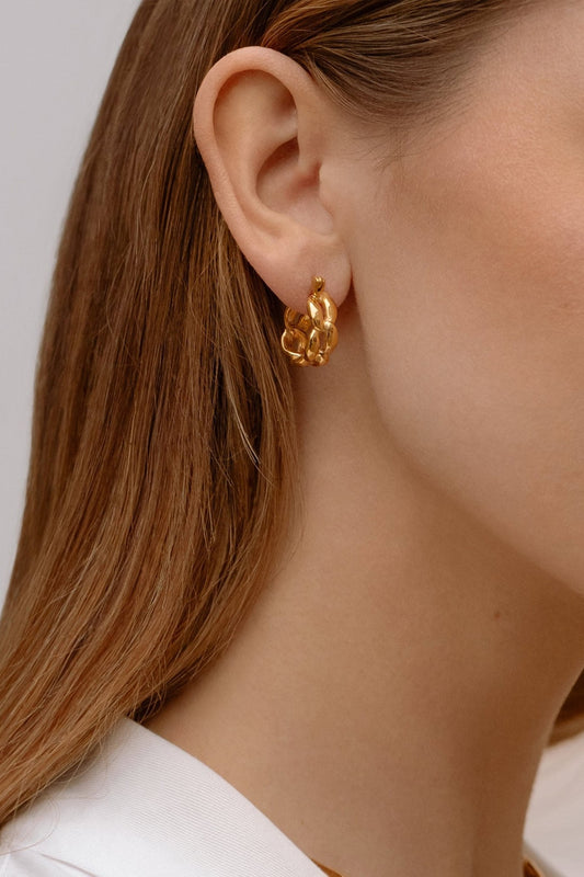 Gold Plated Handcrafted Baby Link Huggie Hoop Earrings
