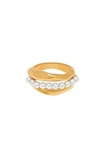 Gold Plated Handcrafted Bora Bora Stack Rings (Set Of 2)