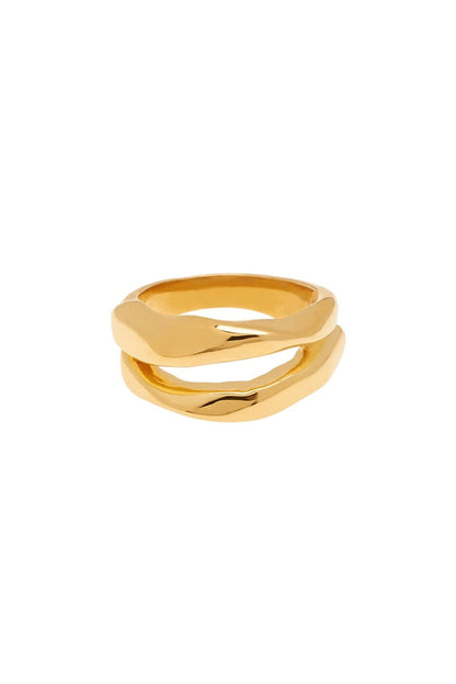 Gold Plated Handcrafted Bora Bora Stack Rings (Set Of 2)