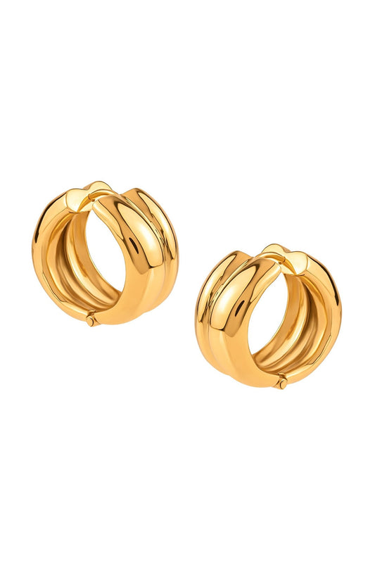 Gold Plated Handcrafted Chunky Huggie Hoop Earrings