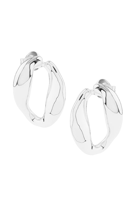 Silver Finish Handcrafted Mini Link Hoop Earrings