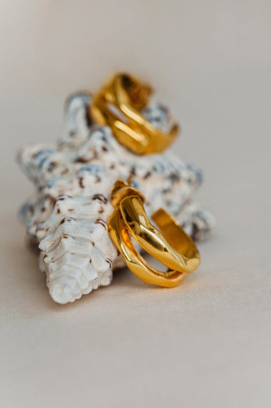 Gold Plated Textured Luna Mini Hoop Earrings