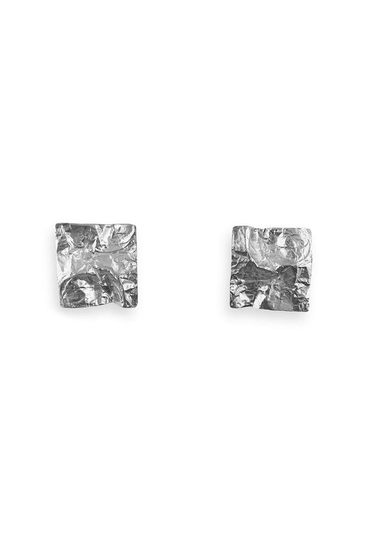 Silver Finish Handcrafted Asymmetric Mini Stud Earrings