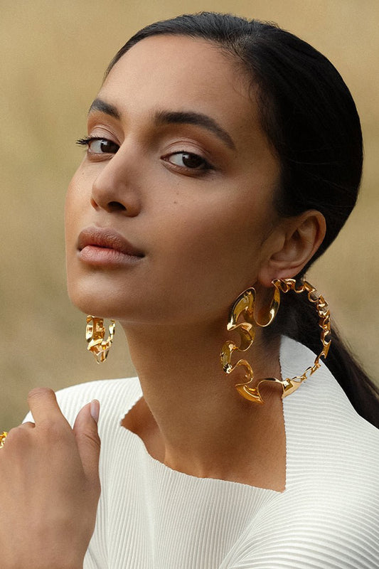 Gold Plated Handcrafted Hoop Earrings