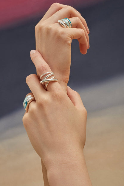 Silver Finish Handcrafted Spiral Ring