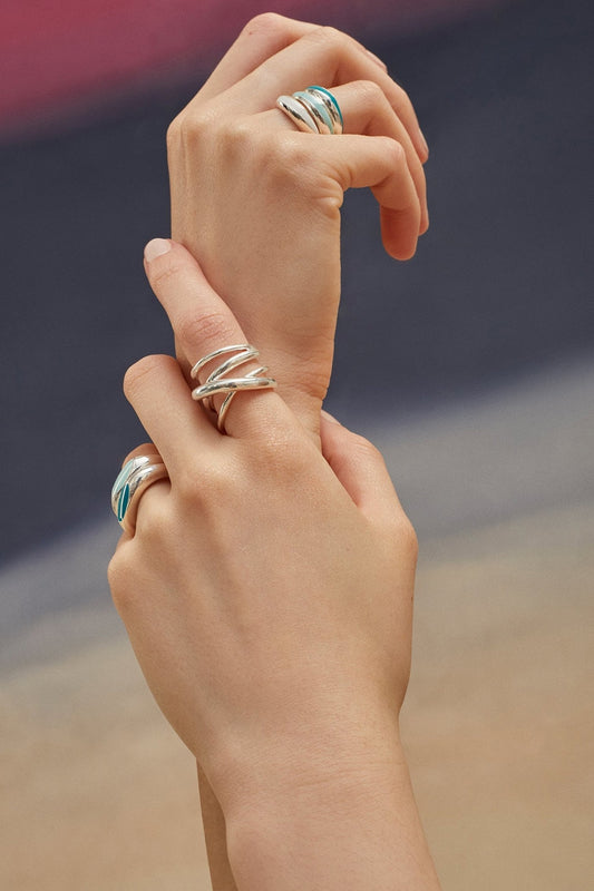 Silver Finish Handcrafted Spiral Ring