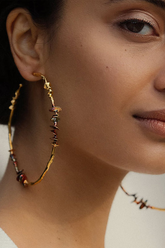 Gold Plated Handcrafted Hoop Earrings