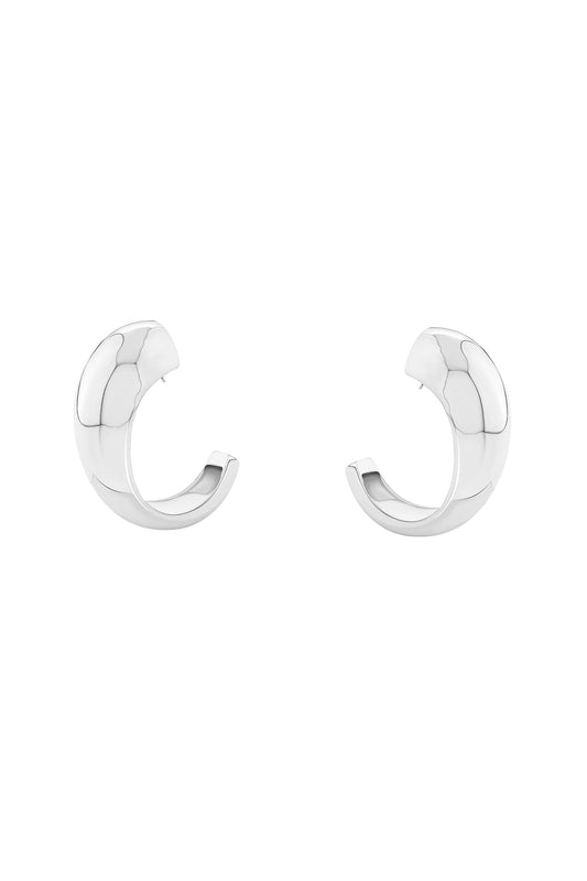 Silver Rhodium Finish Handcrafted Hoop Earrings